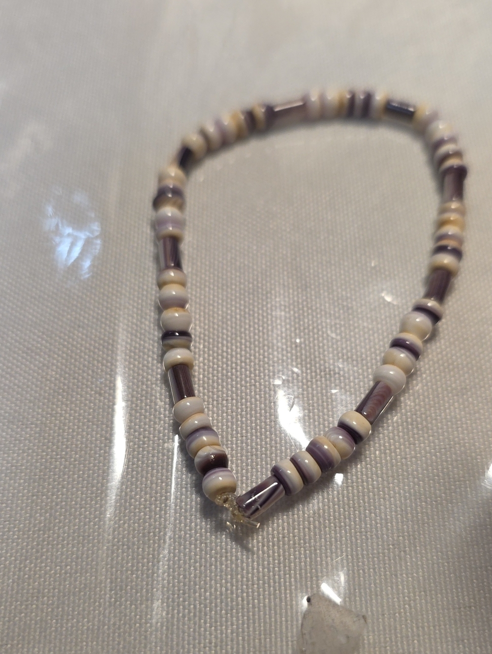 Handmade  Wampum Purple and Cream Beaded Women’s Bracelet